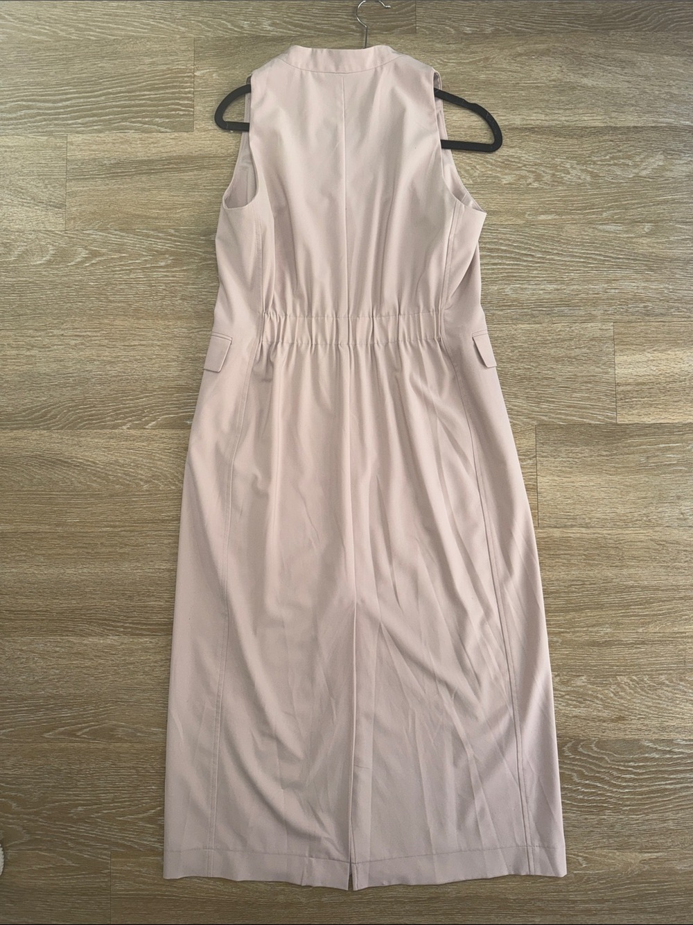 MM Lafleur Blush Pink Khaki Cassandra Midi Dress Vest Sleeveless Button Up Front - Picture 4 of 7